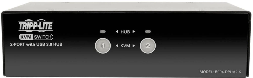 „Tripp Lite“ serijos Eaton Eaton 2 prievadų „DisplayPort KVM“ komutatorius su garsu, kabeliais ir USB 3.0 „SuperSpeed“ šakotuvu - KVM / garso / USB komutatorius - 2 x KVM / garso / USB - 1 lokalizatorius „Benutzer“ - Stalinis kompiuteris