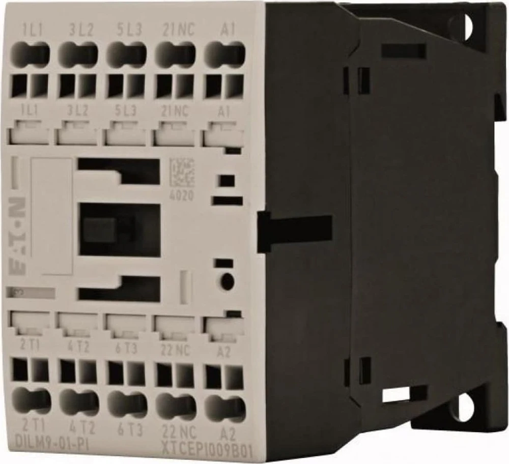 Eaton DILM maitinimo kontaktoriaus 3 polių 380V 400V 4kW 1R 24V DC įstumiami spyruokliniai gnybtai 199238