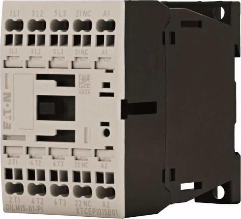 Eaton DILM maitinimo kontaktorius 3 polių 380V 400V 7,5kW 1R 24V DC įstumiami spyruokliniai gnybtai 199258