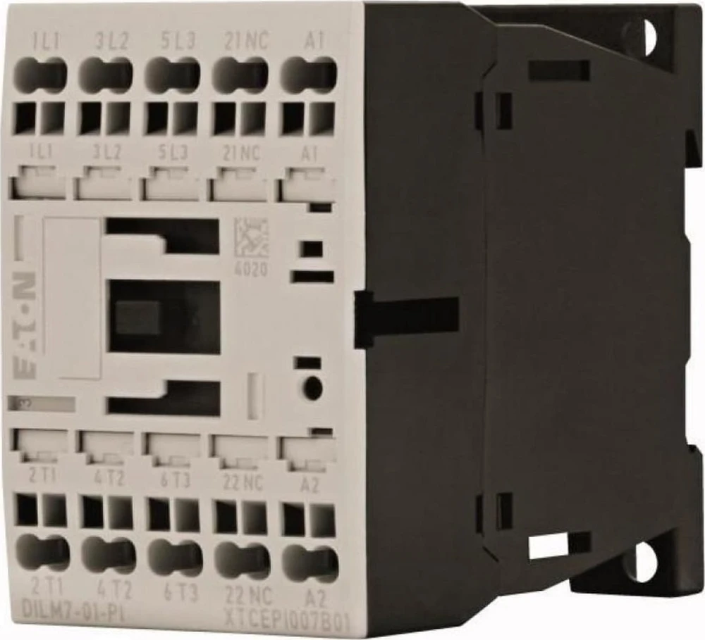 Eaton DILM maitinimo kontaktorius 3 polių 380V 400V 3kW 1R 230V kintamosios srovės įstumiami spyruokliniai gnybtai 199224