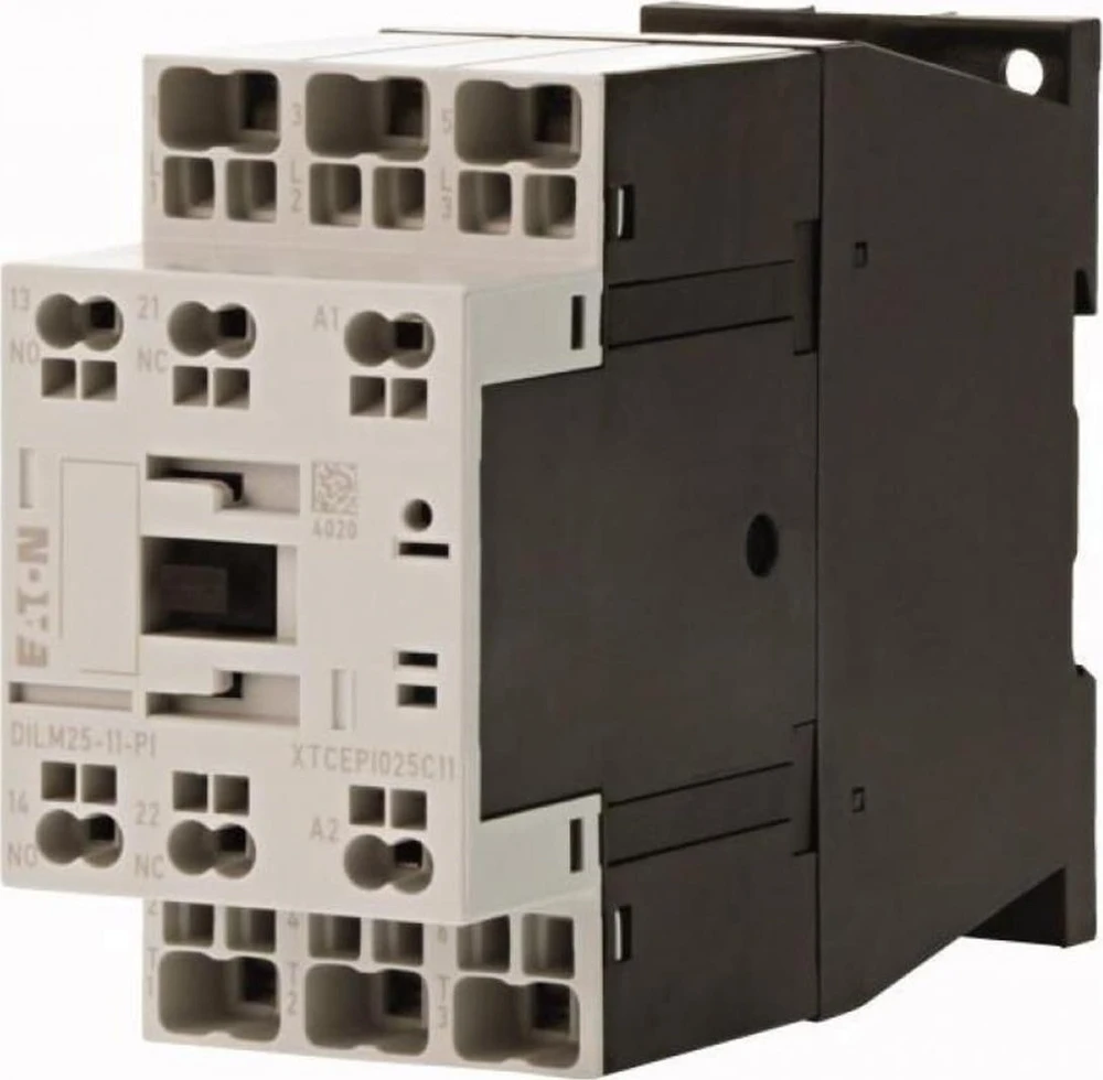 Eaton DILM maitinimo kontaktorius 3 polių 380 V 400 V 11 kW 1Z+1R 24 V DC Push-In spyruokliniai gnybtai 199288