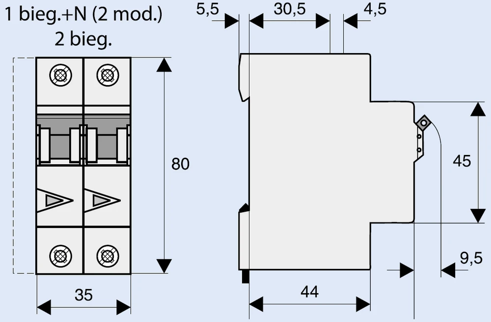 Eaton miniatiūrinis grandinės pertraukiklis FAZ-C2 / 2 2P C 2A 15kA AC - 278748