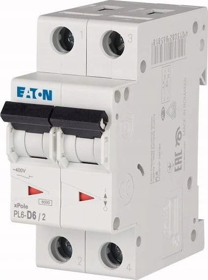 „Eaton“ grandinės pertraukiklis 2P D 6A 6 kA AC PL6-D6/2 286576