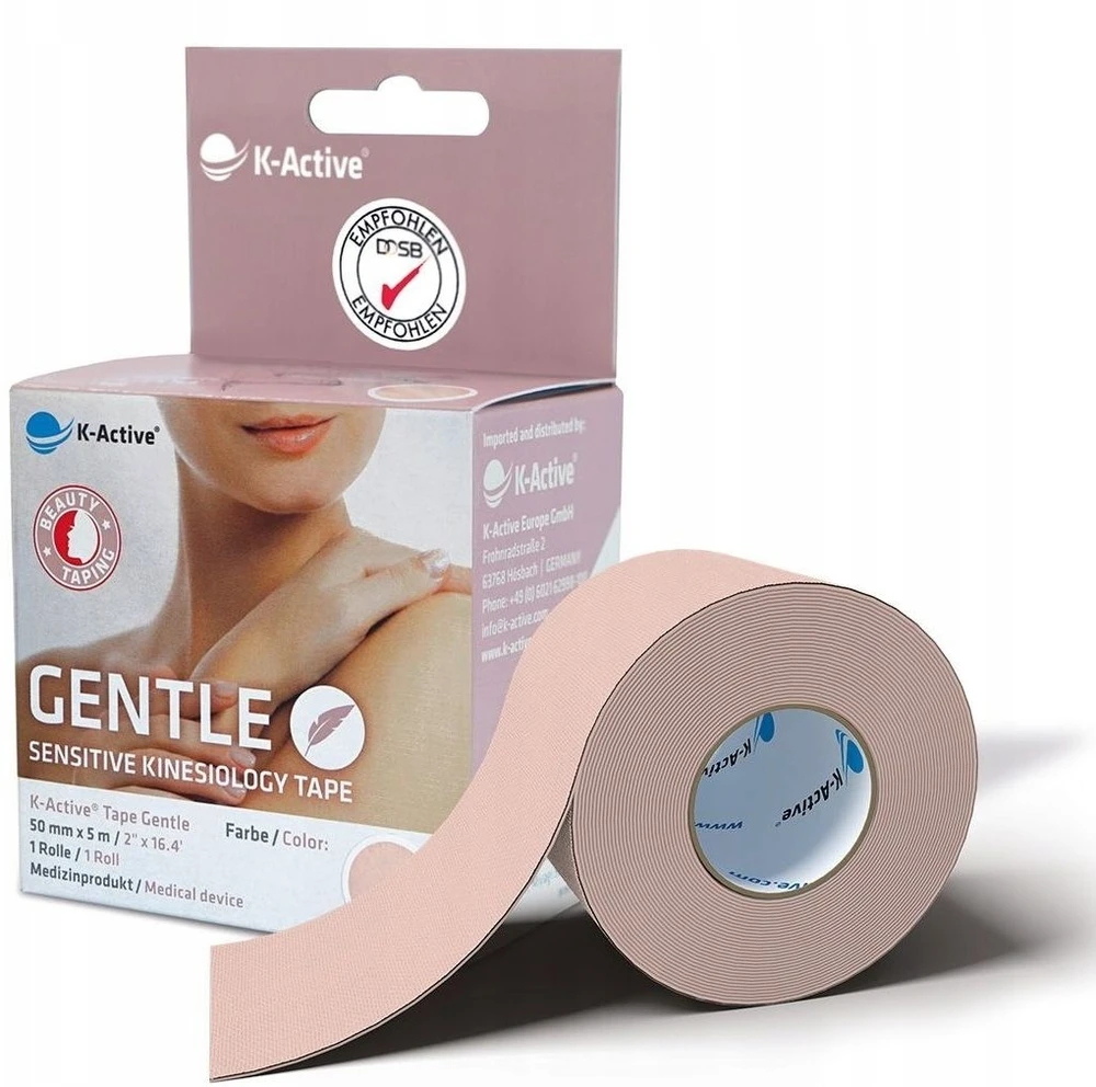 Eaton K-ACTIVE Gentle kinezioloģiskais teips jutīgai ādai 5cm x 5m