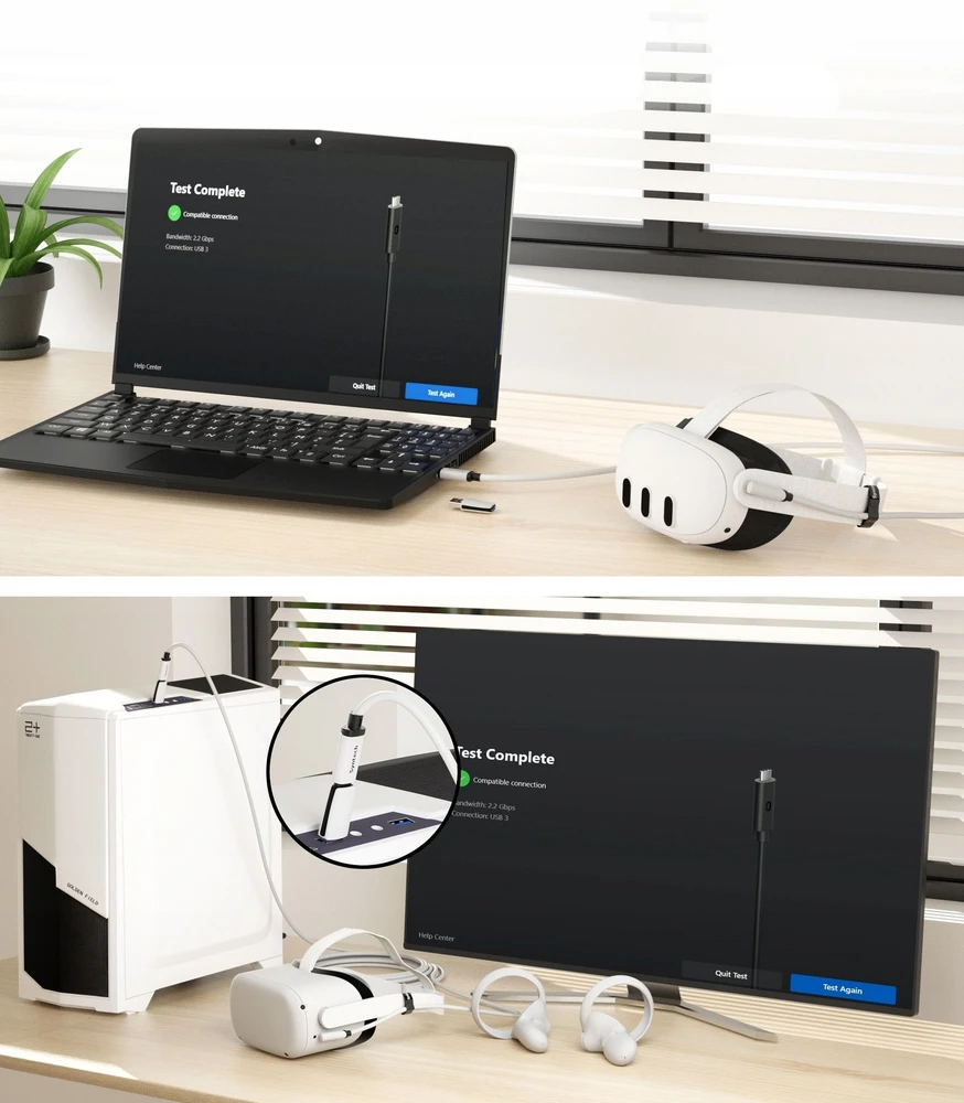 Syntech Kabelis 2 in 1 USB-C USB-A duomenų perdavimui 5m 5Gbps Meta Quest 3 2 Pro Pico4 / C100