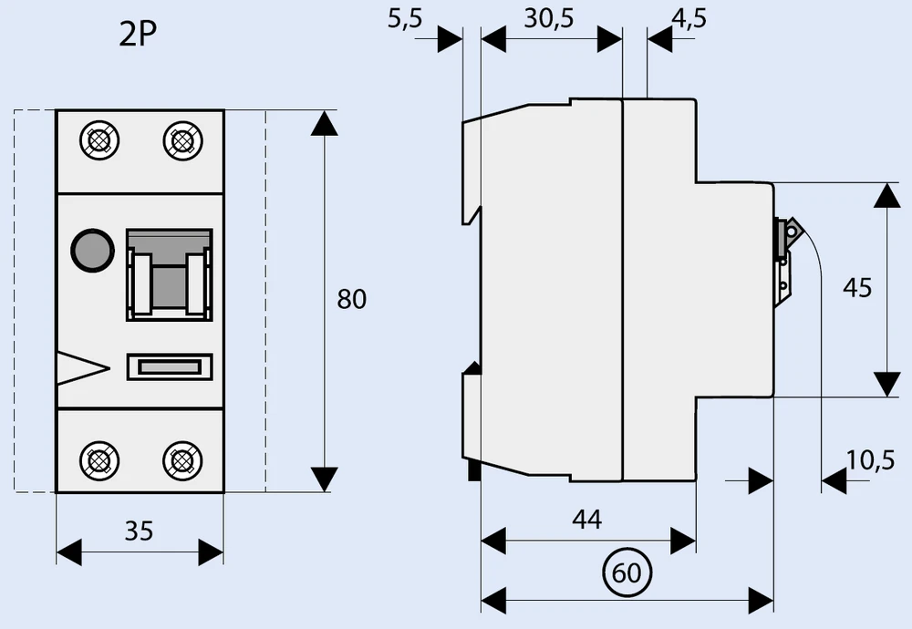 Eaton 235390 Liekamosios srovės jungiklis 2P 25A 0,03A tipo AC PFIM-25/2/003 235390