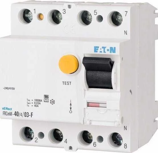 Eaton Liekamosios srovės grandinės pertraukiklis 4P 25A 0,1A 10kA tipas G/F FRCMM-25/4/01-G/F 187414