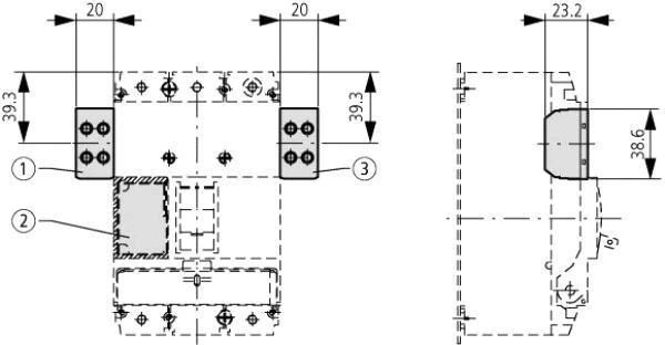 Eaton M22-CK11 techninis matmenų brėžinys