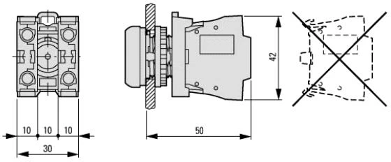 Eaton M22-CK11 matmenų ir montavimo schema
