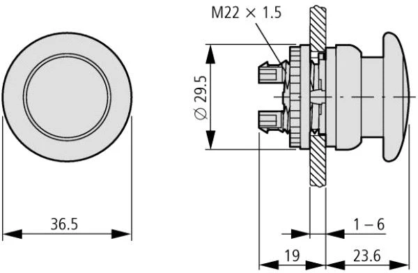 Eaton Mushroom mygtukas M22-DP-G žalia - 216716