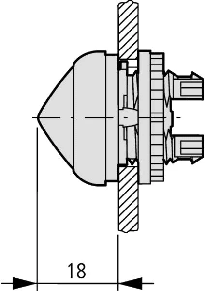 Eaton M22-LH-R raudona kūginė lempos galvutė – 216779