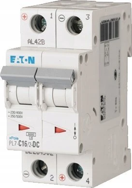 EATON (MB) grandinės pertraukiklis 2P C 16A 10kA DC PL7-C16/2-DC 264902
