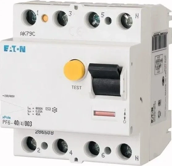 EATON xPole srovės nuotėkio relė 4P 40A 30mA FP6-40/4/003
