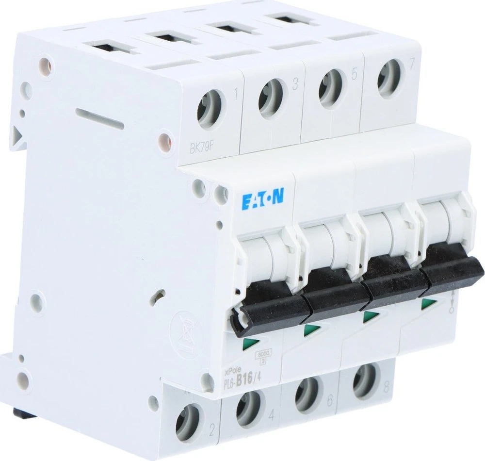 Eaton miniatiūrinis grandinės pertraukiklis 4P B 16A 6kA AC PL6-B16 / 4 166494