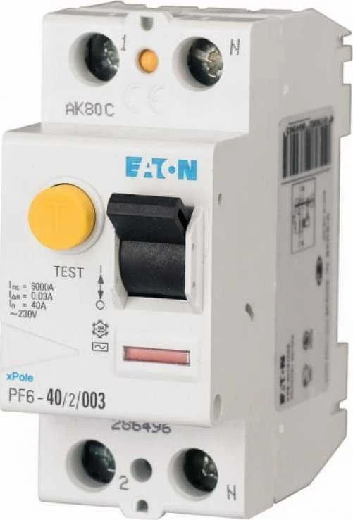 Eaton Liekamosios srovės grandinės pertraukiklis 2P 40A 0,1A tipas A PF6-40/2/01-A 112925