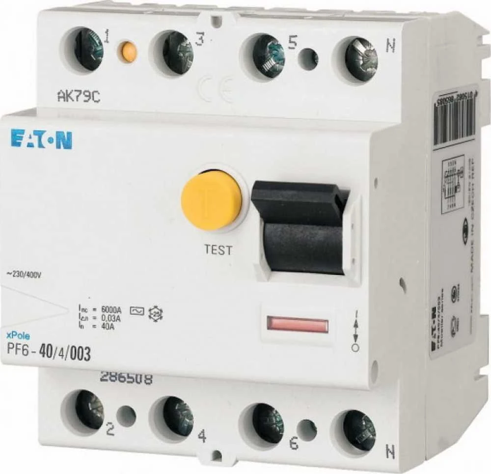 Eaton Liekamosios srovės grandinės pertraukiklis 4P 40A 0,5A tipas A PF6-40/4/05-A 165778