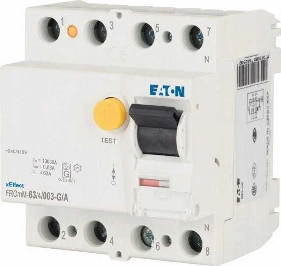 Eaton Liekamosios srovės grandinės pertraukiklis 4P 63A 0,03A tipas G/A 10kA FRCMM FRCMM-63/4/003-G/A 170296