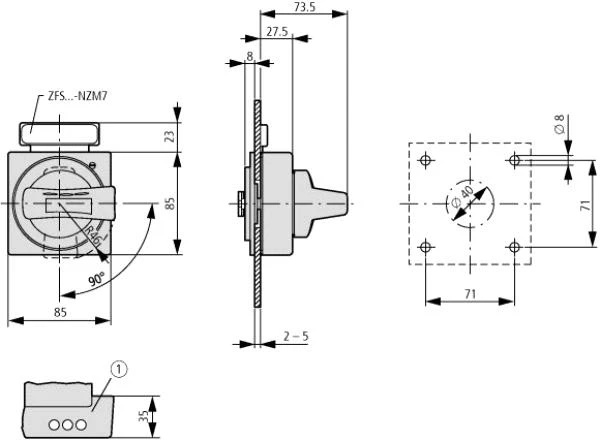 Eaton NZM1-XTVD-DURŲ RANKENA SU UŽraktais?