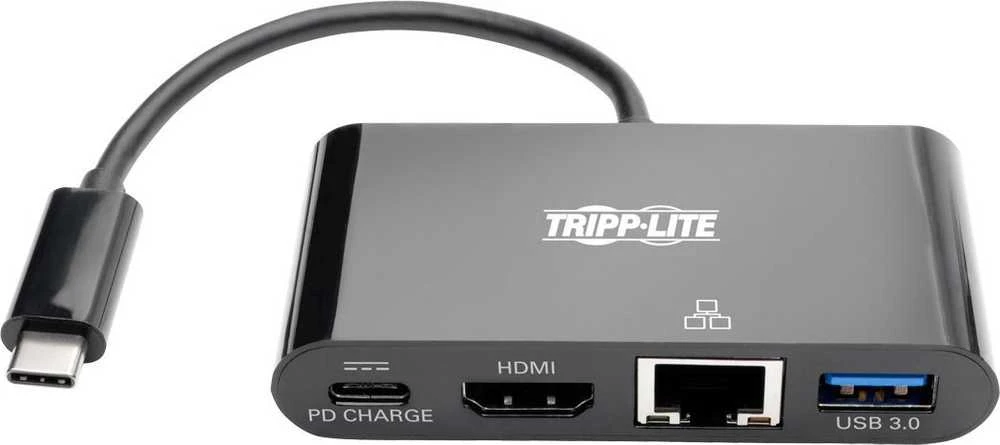 Eaton USB-C 4K HDMI kelių prievadų adapteris, USB-A prievadas, GbE, 60 W PD įkrovimas, HDCP U444-06N-H4GUBC juodas