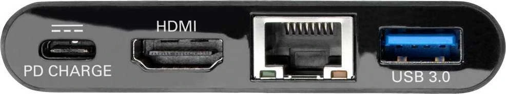 Eaton USB-C 4K HDMI kelių prievadų adapteris, USB-A prievadas, GbE, 60 W PD įkrovimas, HDCP U444-06N-H4GUBC juodas