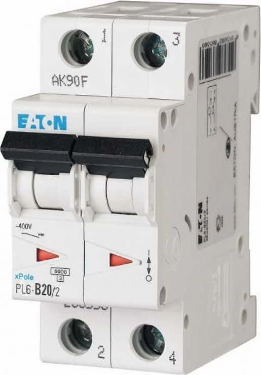 Eaton 286580 Grandinės pertraukiklis 2P D 20A 6kA AC PL6-D20/2 286580