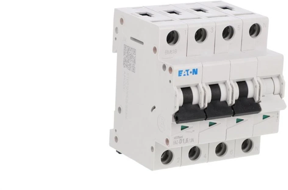 Eaton 278985 Grandinės pertraukiklis 3P+N D 1.6A 15kA AC FAZ-D1.6/3N 278985