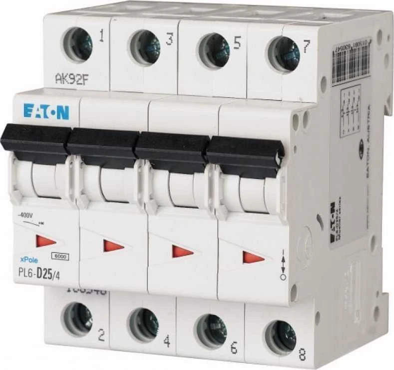 Eaton 166498 Grandinės pertraukiklis 4P B 25A 6kA AC PL6-B25/4 166498