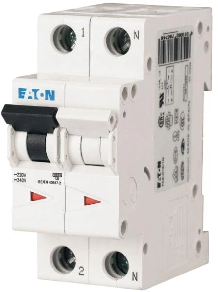 Eaton 278657 Grandinės pertraukiklis 1P+N C 0.5A 15kA AC FAZ C0.5/1N 278657