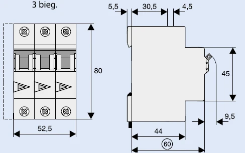 Eaton FAZ-C0.5/3 OFF NMP. 3 polių, IN=0,5A