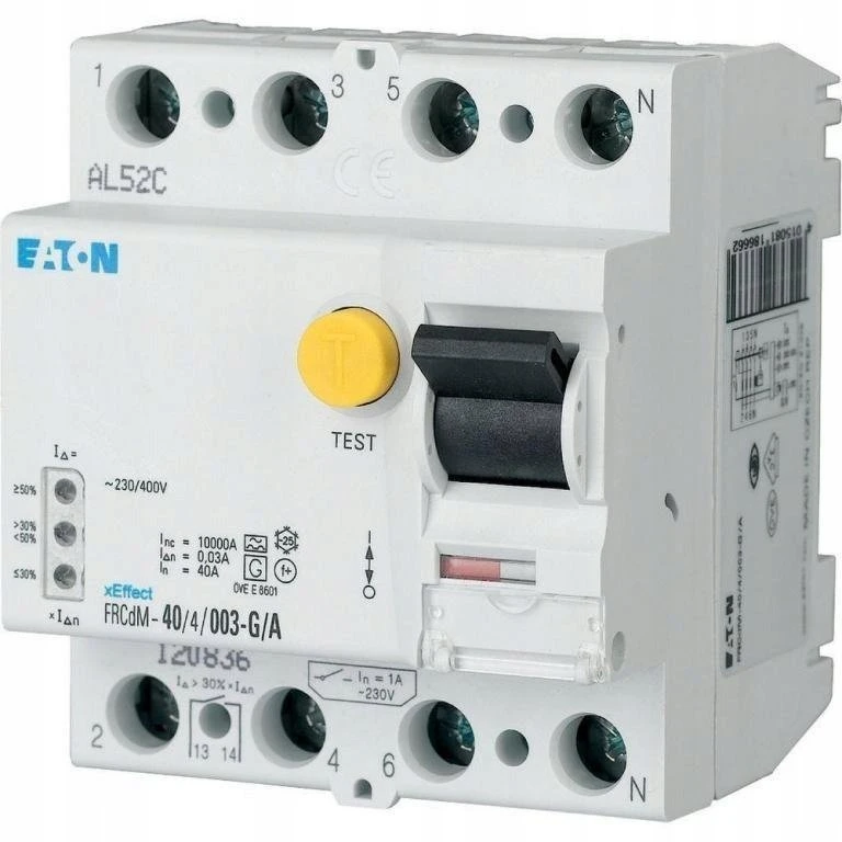 Eaton 168651 Liekamosios srovės grandinės pertraukiklis 4P 63A 0,3A tipas G/A FRCDM-63/4/03-G/A 168651