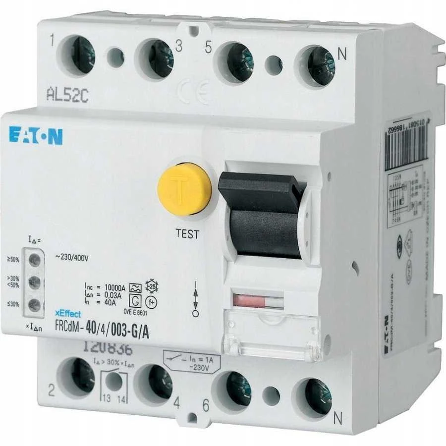 Eaton 168635 Liekamosios srovės grandinės pertraukiklis 4P 80A 0,3A tipas G/A FRCDM-80/4/03-G/A 168635
