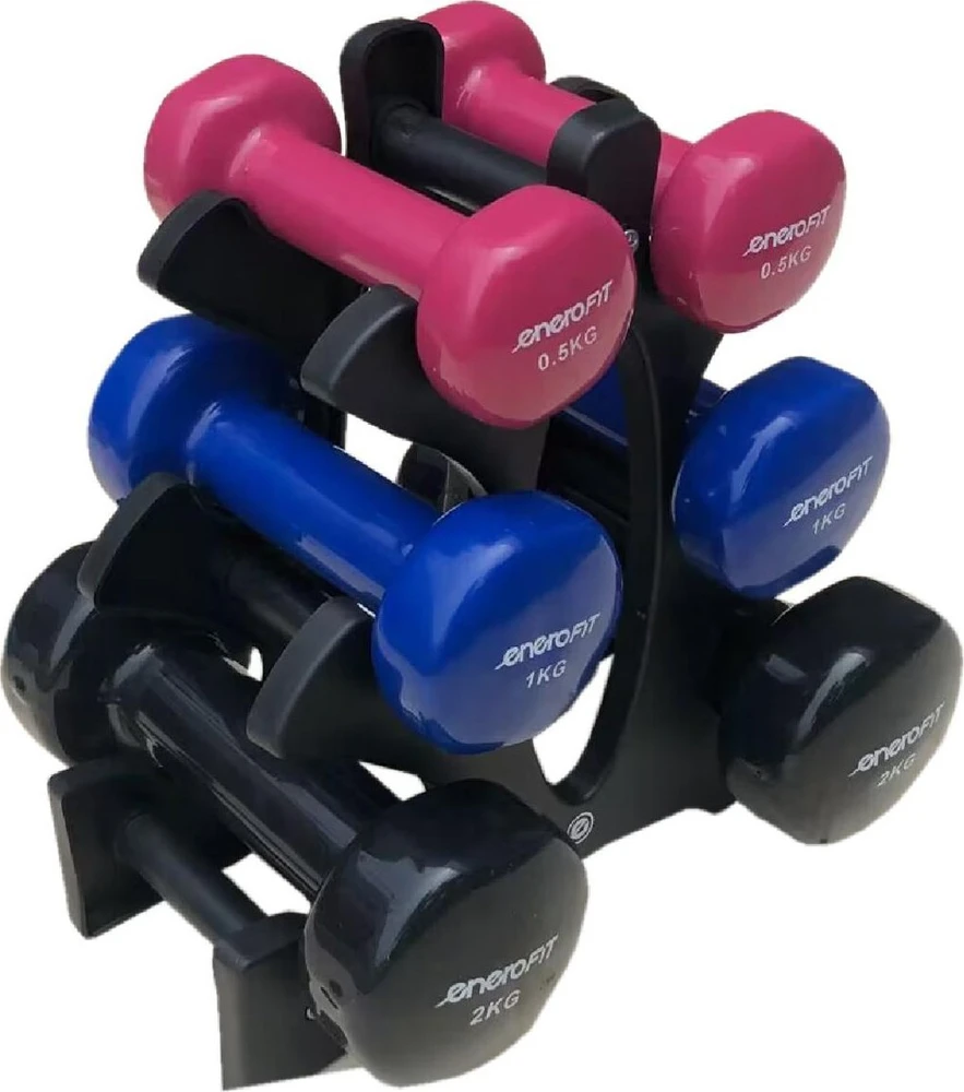 Komplektas Enero Fit 7kg hanteliai ir stovas
