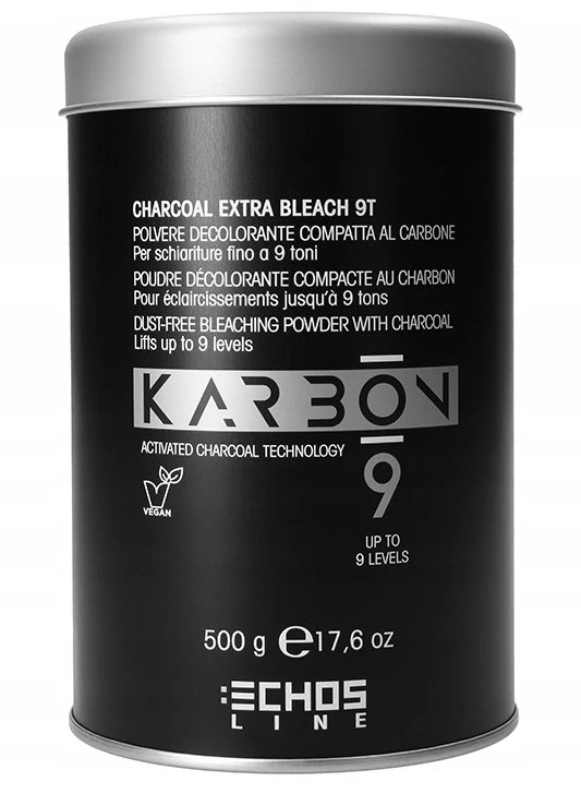 Echosline Karbon 9 Dust-Free Bleaching Powder with Charcoal plaukus šviesinantys milteliai, 500g