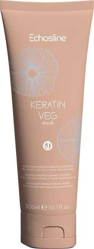 ECHOSLINE Keratin Veg Intensive Restructuring Mask intensyviai atkurianti kaukė dažytiems ir pažeistiems plaukams, 300 ml