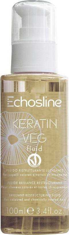 ECHOSLINE Keratin Veg Fluid Brilliant Restructuring atkuriantis fluidas dažytiems ir pažeistiems plaukams, 100 ml