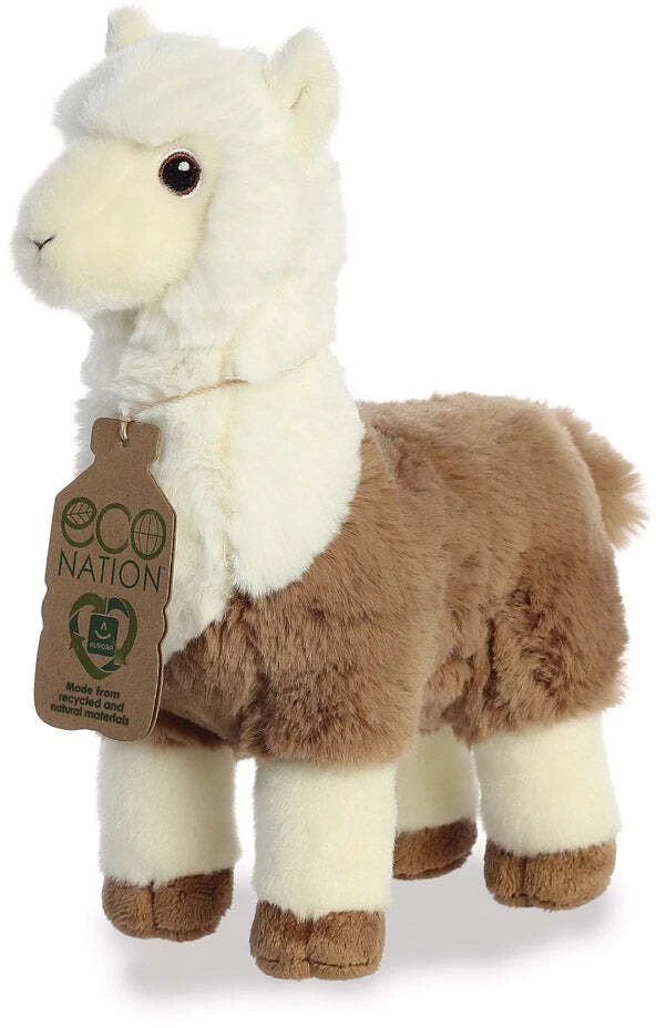 „Eco Nation“ – pliušinis žaislas / mielas Baltas-rudos spalvos alpakos kailis, 24 cm, ekologiškas