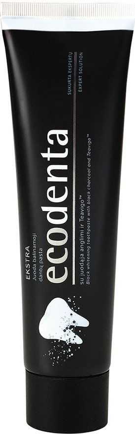 Ecodenta juoda dantų pasta balinamoji su medžio anglimi 100ml