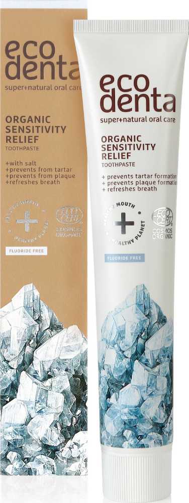 Ecodenta Organic Sensitivity Relief Dantų pasta pasta do zębów wrażliwych su solą 75ml