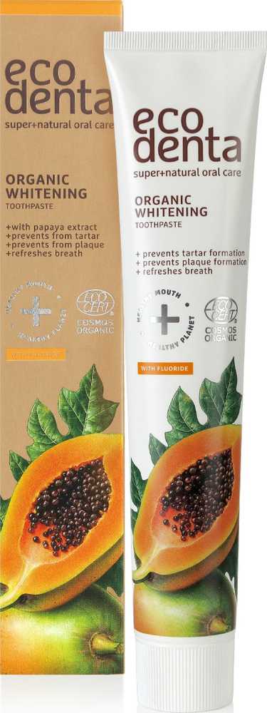 Ecodenta Organic Whitening Dantų balinanti dantų pasta su papaja 75ml