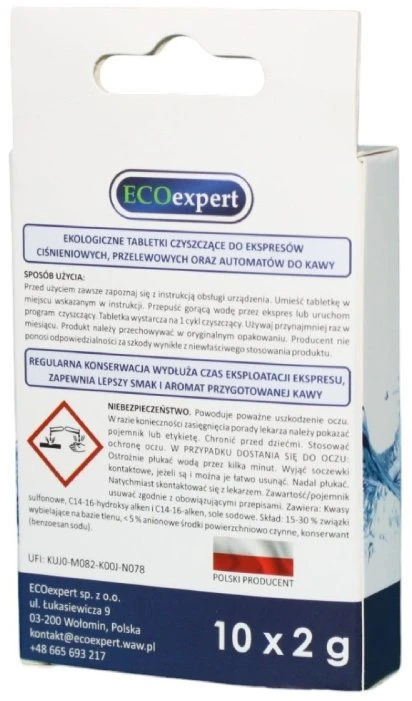 ECOexpert valymo tablečių pakuotės galinė pusė