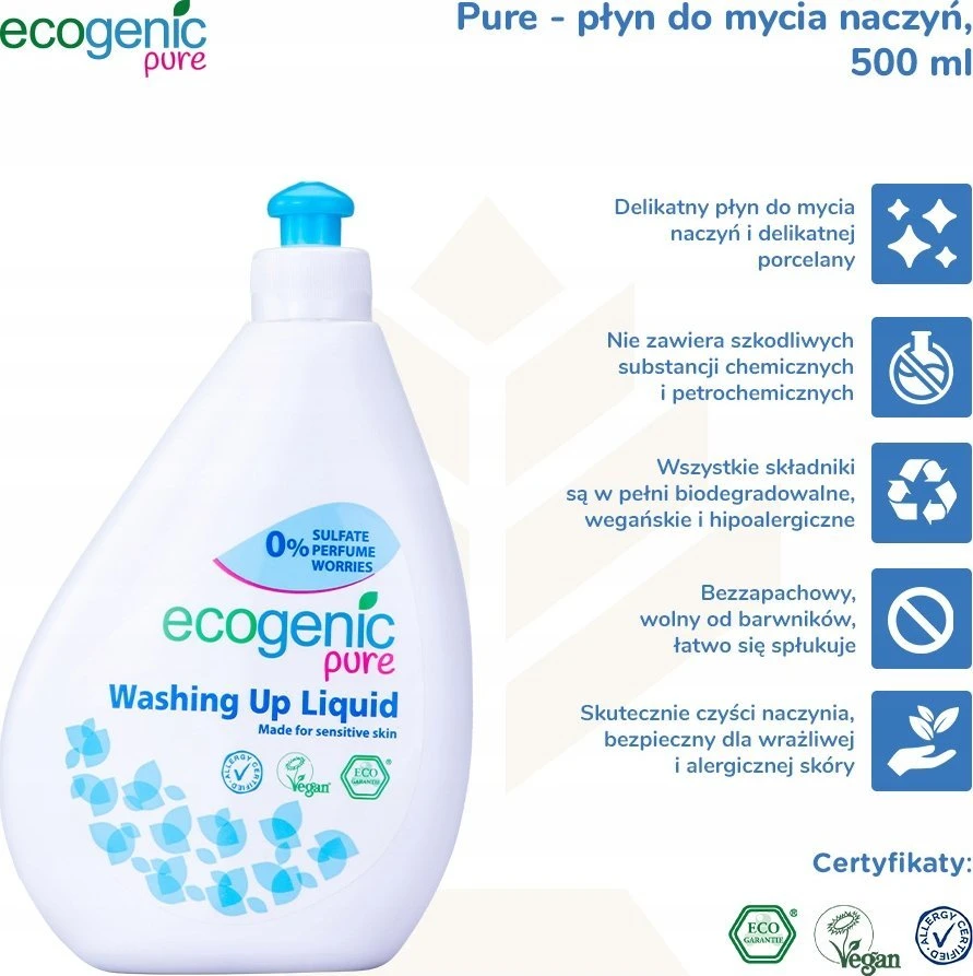 ECOGENIC Ecogenic Pure, indų ploviklis, be kvapo, 500 ml