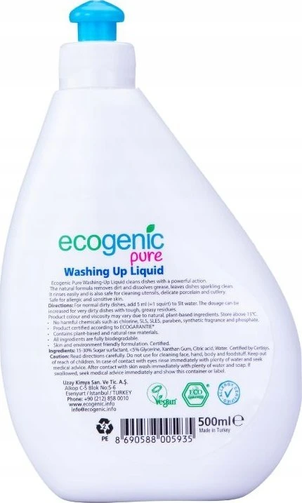 ECOGENIC Ecogenic Pure, indų ploviklis, be kvapo, 500 ml