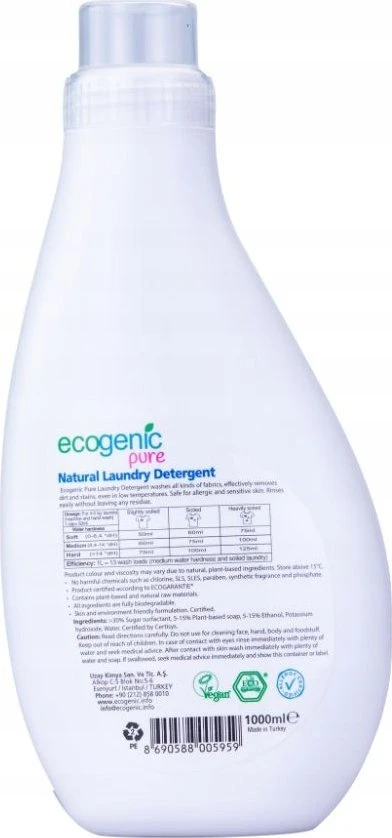ECOGENIC Pure Hipoalerginis skalbimo skystis 1000 ml