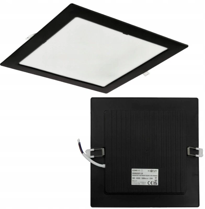 Ecolight Prožektorius downlight P/T kvadratinis 18W 1980lm 4000K IP20 juodas DL-1 EC20469