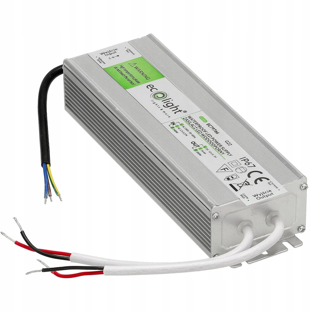 Ecolight Maitinimo šaltinis LED hermetyczny IP67 200W 12V 16,6A 224 x 65 x 40 mm EC79766