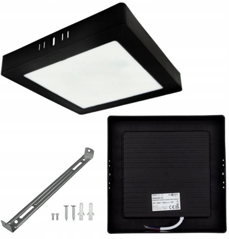 Ecolight Prožektorius įleidžiamas N/T kvadratinis 18W 1980lm 4000K juodas IP20 DL-1 EC20477