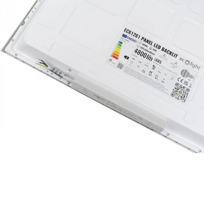 Ecolight Įleidžiamojo montavimo rėmas Panel LED Backlit 595x595x30 - 60x60cm 40W 4800lm 4000K balta IP20 maitinimo šaltinis PZH atestas (EC61261)