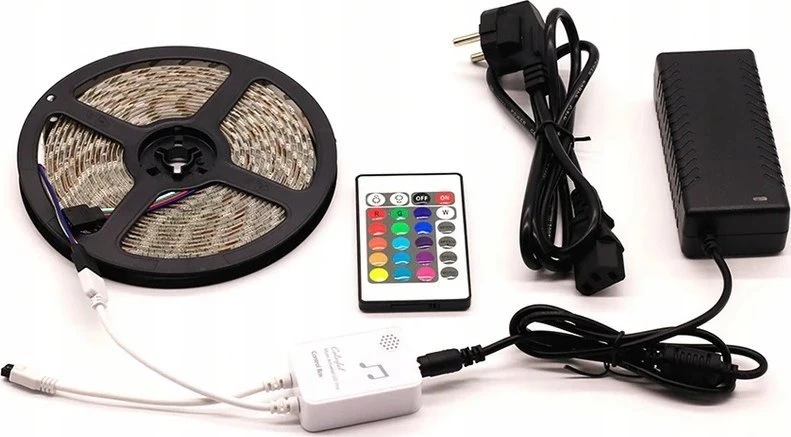 ECOLIGHT2 Ecolight EC79406 LED juostelių rinkinys LED juosta 5050 5m su RGB valdikliu ir 12V maitinimo šaltiniu