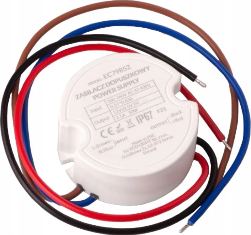 ECOLIGHT2 Ecolight EC79852 LED maitinimo dėžutė 2.5A 30W 12V IP67