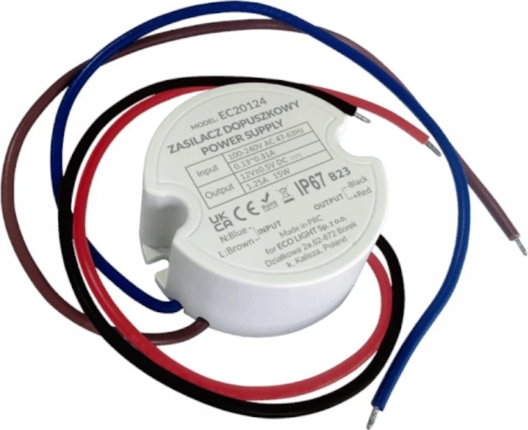 ECOLIGHT2 MAITINIMO ŠALIMAS DĖŽUTEI 1.25A 15W 12V IP67 50x50x22 EC20124
